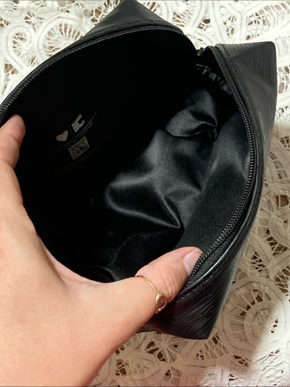 Yves Saint Laurent P arfums Black Textured Cosmetic Bag - Picture 6 of 8